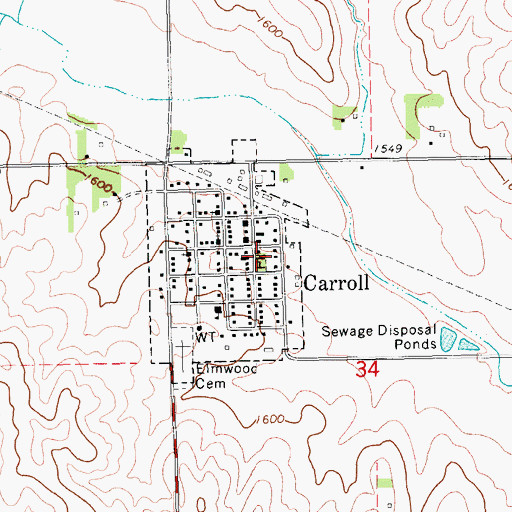 Topographic Map of Carroll Volunteer Fire Department, NE
