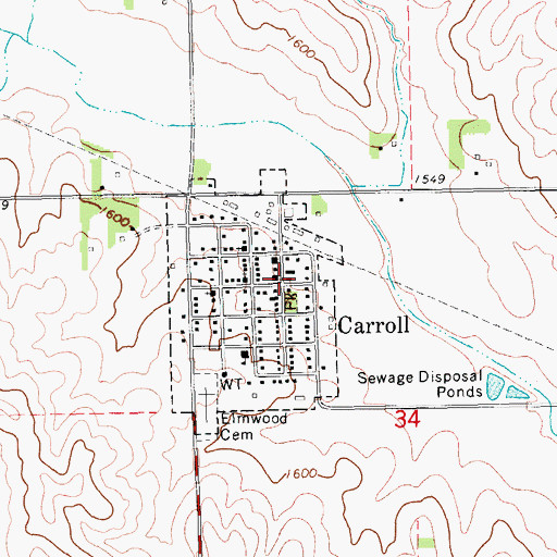 Topographic Map of Carroll Feed and Grain Incorporated Elevator, NE