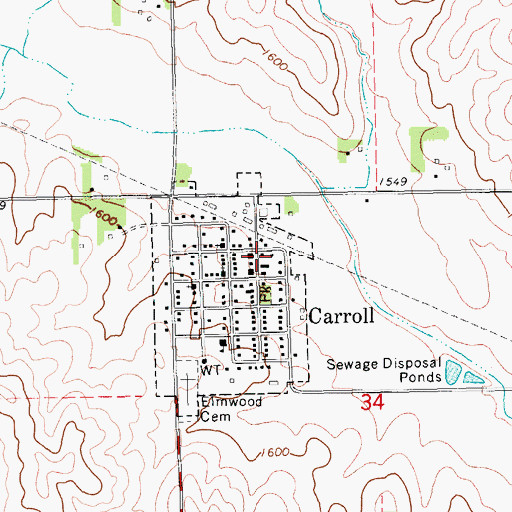 Topographic Map of Carroll Post Office, NE