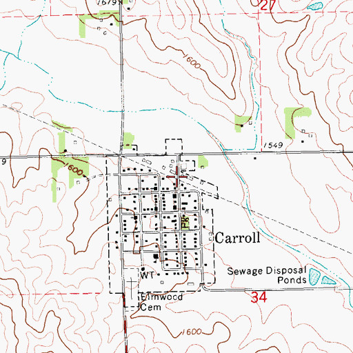Topographic Map of Carroll (historical), NE