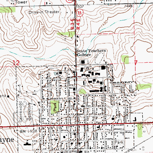Topographic Map of Wayne State College Historical Marker, NE