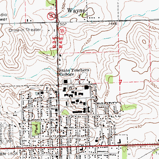 Topographic Map of Memorial Stadium, NE