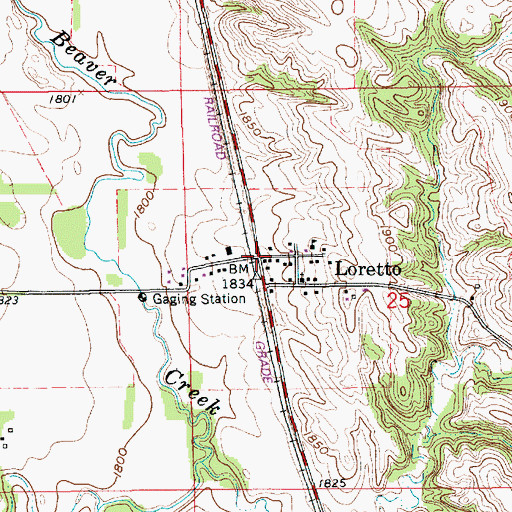 Topographic Map of Loretto (historical), NE