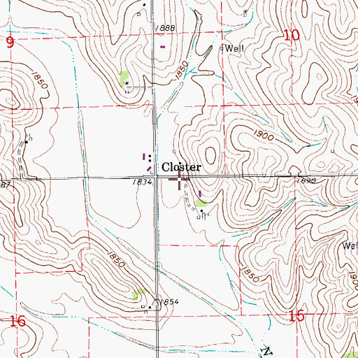 Topographic Map of Closter Post Office (historical), NE