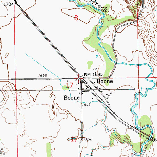 Topographic Map of Boone, NE