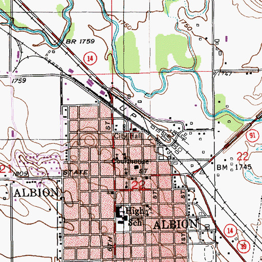 Topographic Map of Albion Police Department, NE