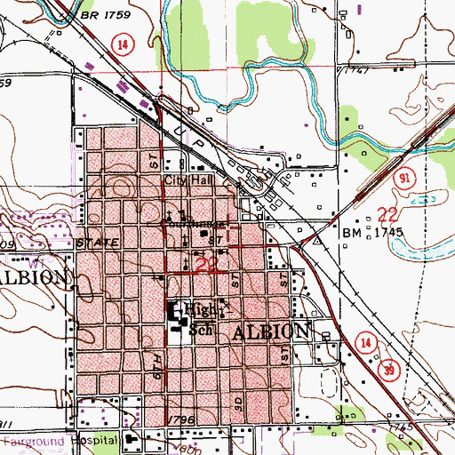Topographic Map of Albion Dental Clinic, NE