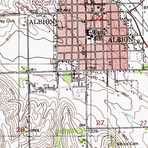 Topographic Map of Boone County Health Center, NE