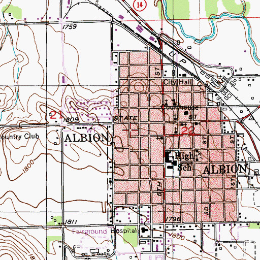 Topographic Map of Albion Bible Church, NE