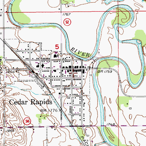 Topographic Map of Cedar Rapids Medical Clinic, NE
