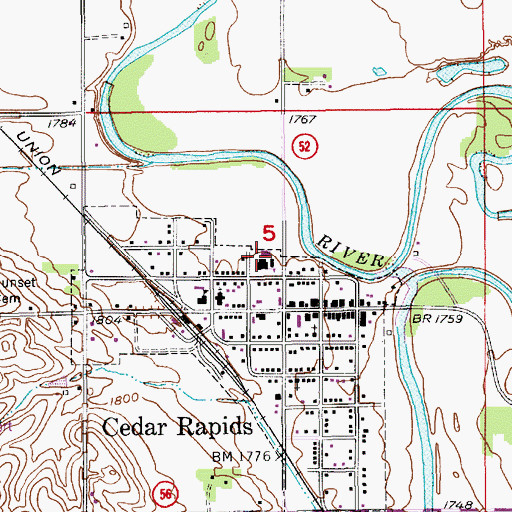 Topographic Map of Cedar Rapids Public Schools, NE