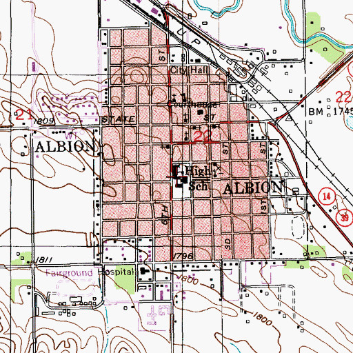 Topographic Map of Albion Public Schools, NE