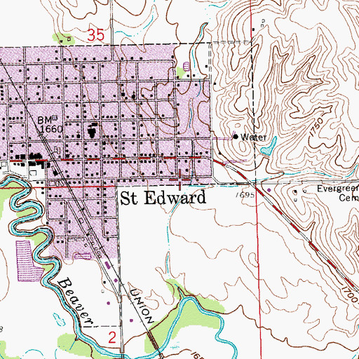 Topographic Map of Saint Edward Medical Clinic, NE