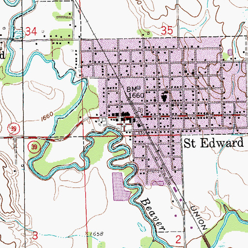 Topographic Map of Tri Valley Cooperative Elevator, NE