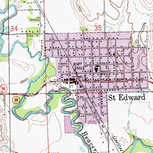 Topographic Map of Saint Edward, NE