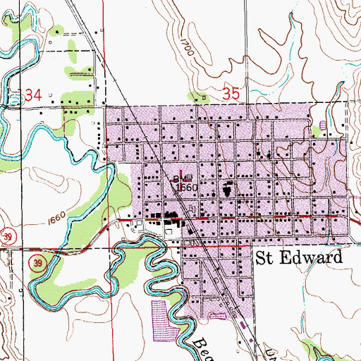 Topographic Map of Saint Edward Historical Marker, NE