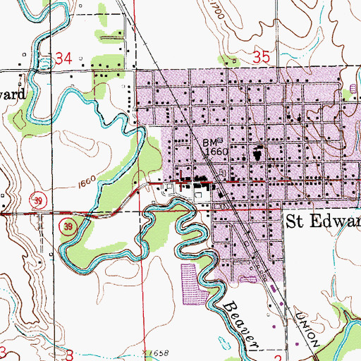 Topographic Map of Saint Edward Post Office, NE
