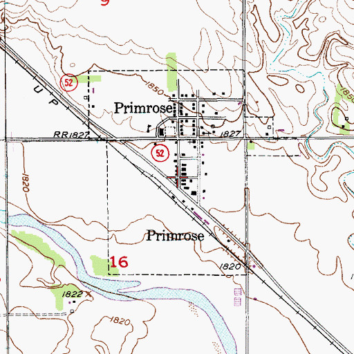 Topographic Map of Primrose Post Office, NE