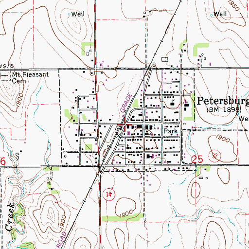 Topographic Map of Petersburg Elevator, NE