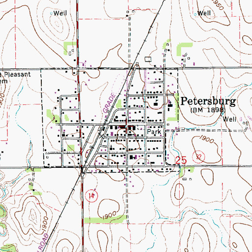 Topographic Map of Petersburg Volunteer Fire Department, NE