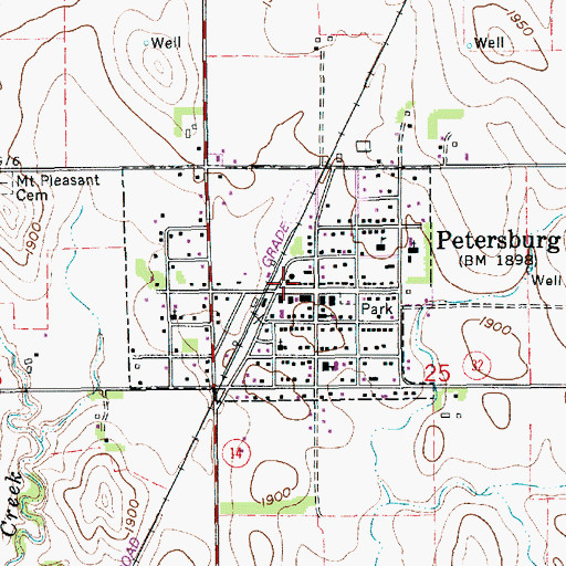 Topographic Map of Petersburg Post Office, NE