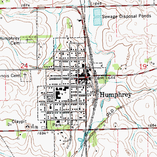 Topographic Map of Humphrey Police Department, NE