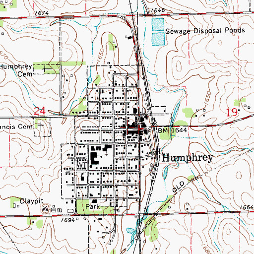 Topographic Map of Humphrey Post Office, NE