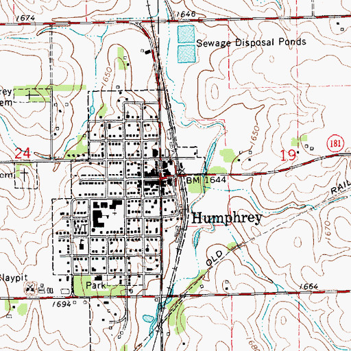 Topographic Map of Humphrey, NE