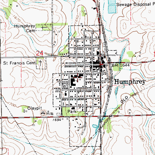 Topographic Map of Saint Francis Church, NE
