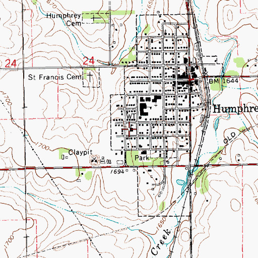 Topographic Map of Humphrey Public Schools, NE