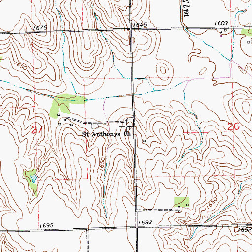 Topographic Map of Saint Anthony Post Office (historical), NE