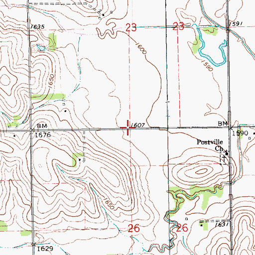 Topographic Map of Postville Post Office (historical), NE