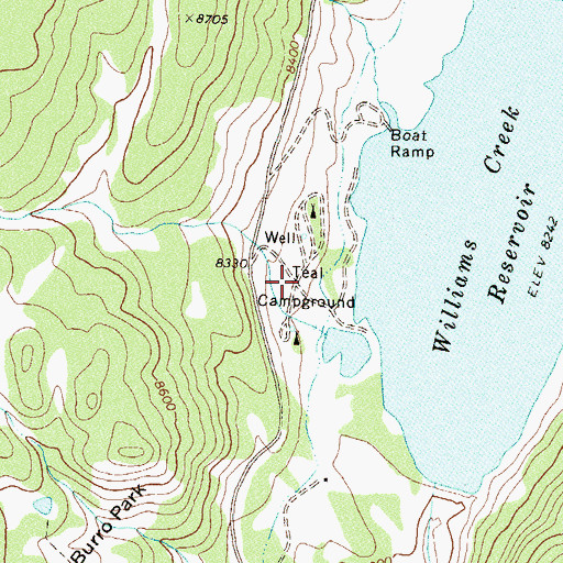 Topographic Map of Teal Campground, CO