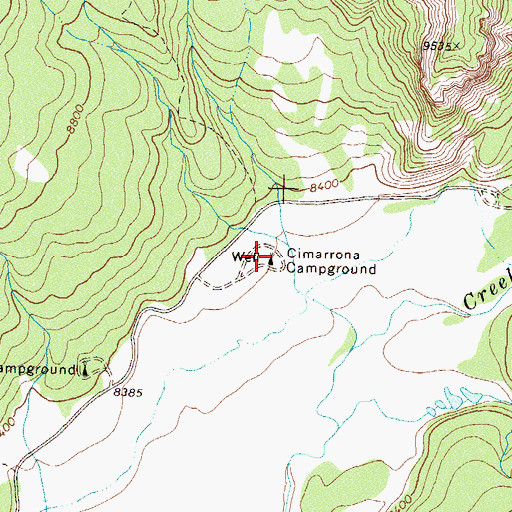 Topographic Map of Cimarrona Campground, CO