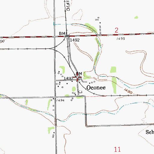 Topographic Map of Oconee Post Office (historical), NE