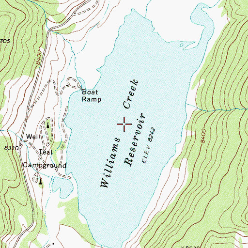 Topographic Map of Williams Creek Reservoir, CO