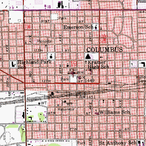 Topographic Map of Platte County Sheriff's Office, NE