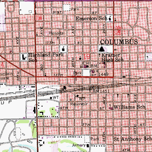 Topographic Map of Columbus Foot Clinic, NE