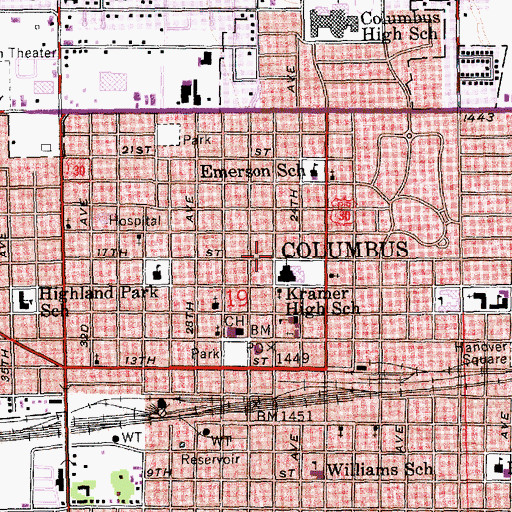 Topographic Map of Columbus Chiropractic Clinic, NE