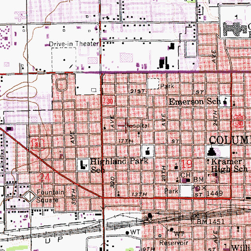 Topographic Map of Columbus Clinic, NE