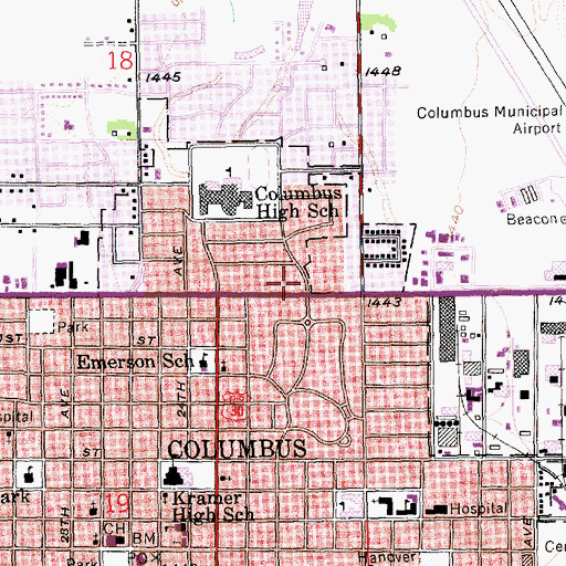 Topographic Map of Columbus Family Eye Care Center, NE