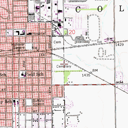 Topographic Map of Columbus Cemetery, NE