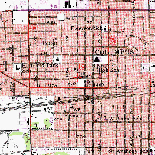 Topographic Map of Agricultural Park Historical Marker, NE