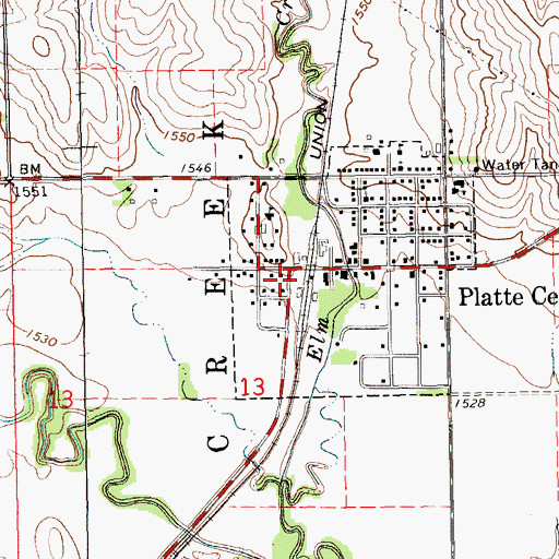 Topographic Map of Platte Center, NE