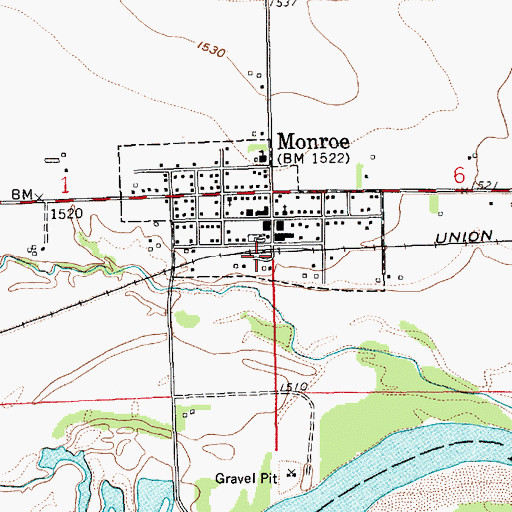 Topographic Map of Monroe, NE