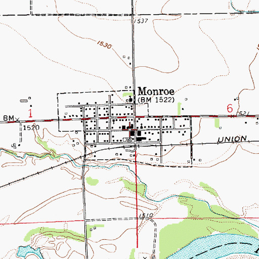 Topographic Map of Tri Valley Co-op Elevator, NE