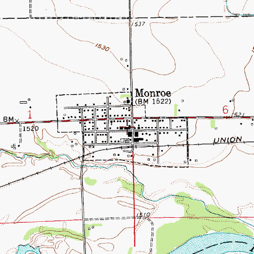 Topographic Map of Monroe Post Office, NE