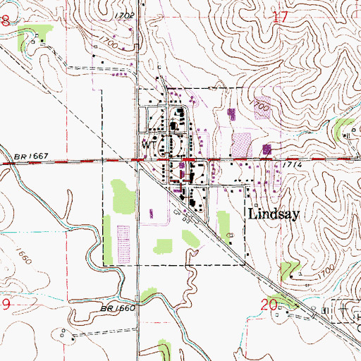 Topographic Map of Lindsay Post Office, NE