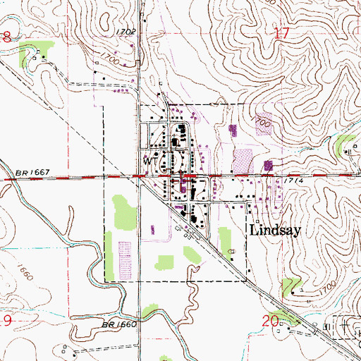 Topographic Map of Lindsay Volunteer Fire and Rescue Service, NE