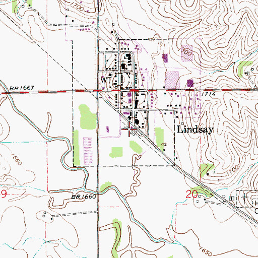 Topographic Map of Lindsay (historical), NE